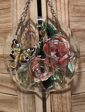 NWT Amia Round Sun Catcher Floral Butterfly
